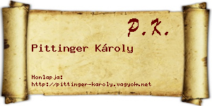 Pittinger Károly névjegykártya